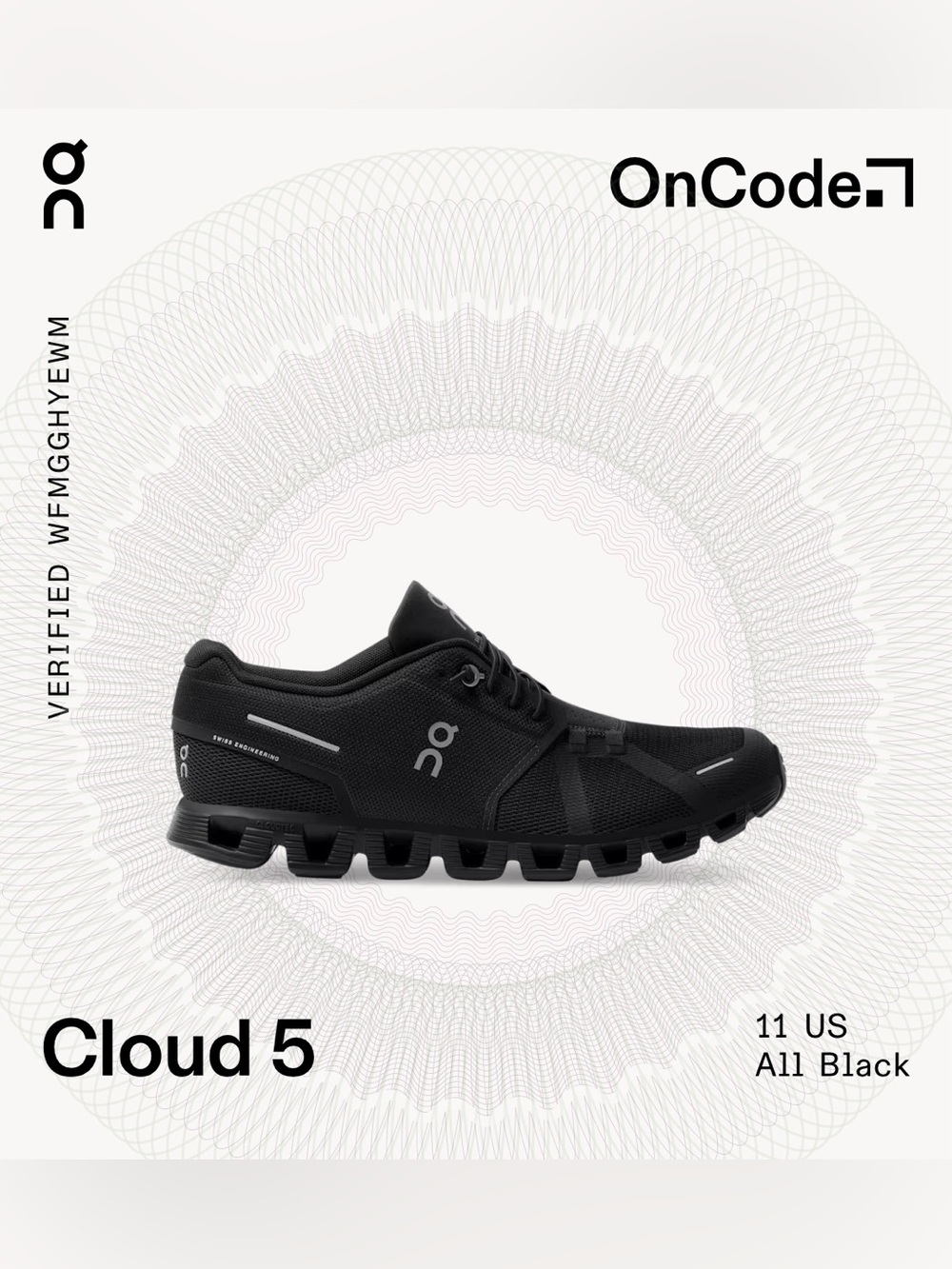 Men’s On Cloud 5 All Black Shoes Size 11 - Picture 8 of 9